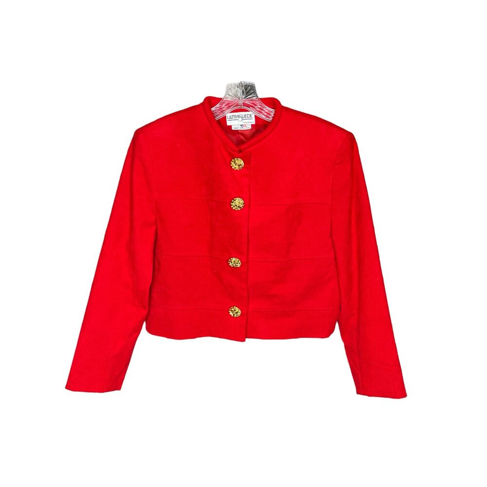 Vintage 1970's Ultrasuede Count Romi Red Button Front Blazer Jacket U.S.A